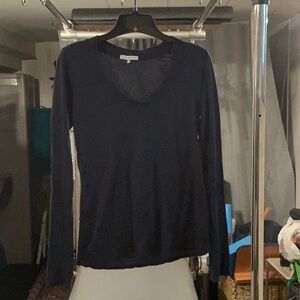 James Perse Black Fitted Long Sleeve Blouse